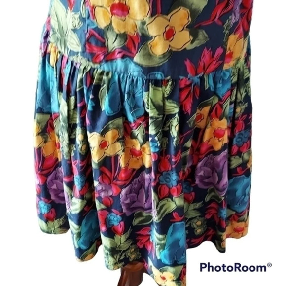 Vintage‎ 80s Floral Sundress Drop Waist - Picture 3 of 16